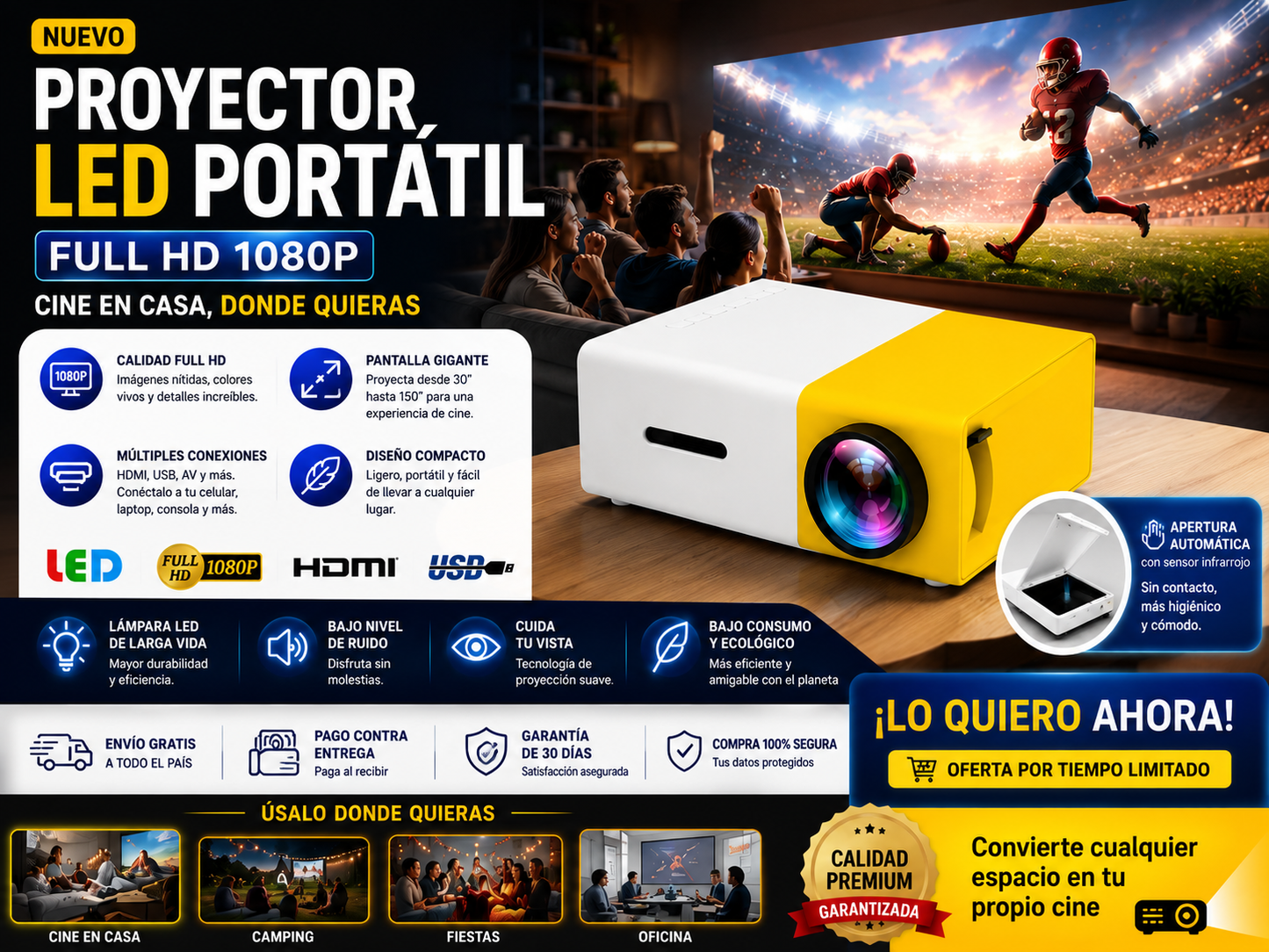 Proyector Led portatil  full HD