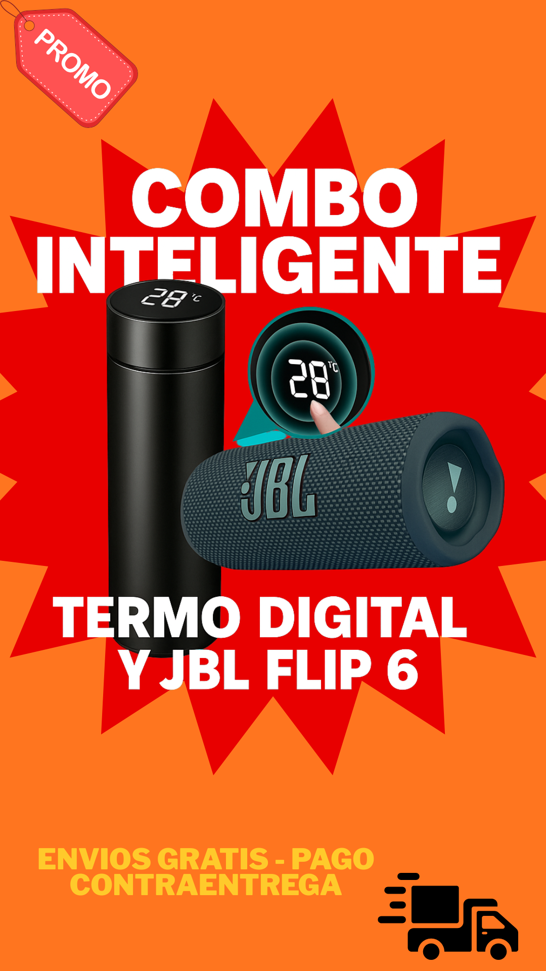 Combo Inteligente termo digital + parlante flip6